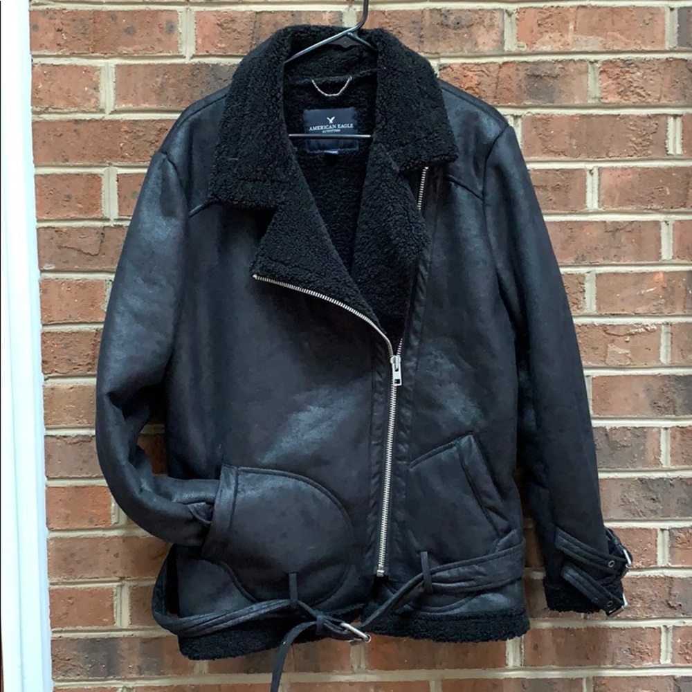 American eagle teddy lined biker jacket